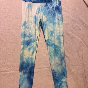 Blue and Cream Tie-Dye Leggings